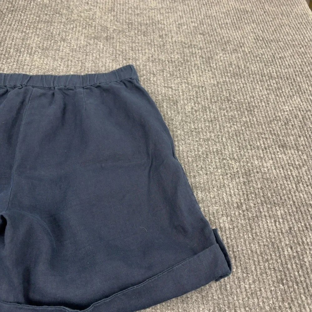 Pure Jill Shorts Women S Navy Linen Cuffed Hem Casual Minimalist Summer